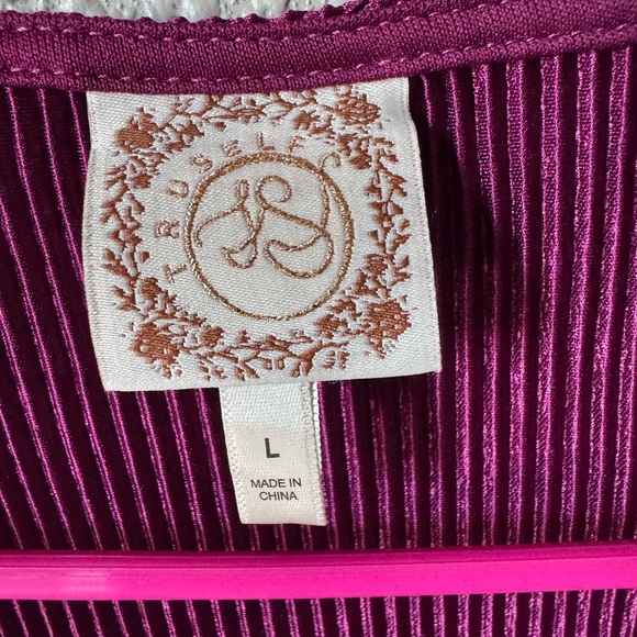 Iridescent Magenta Knot Detail Relaxed Fit Women’s Blouse L Phoebe boho - Picture 4 of 4